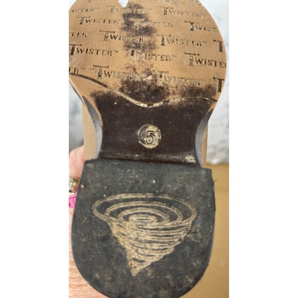 Twister Girls Toddler Size 5 Western Cowgirl Boots With Striped Pattern Flower - Picture 10 of 10